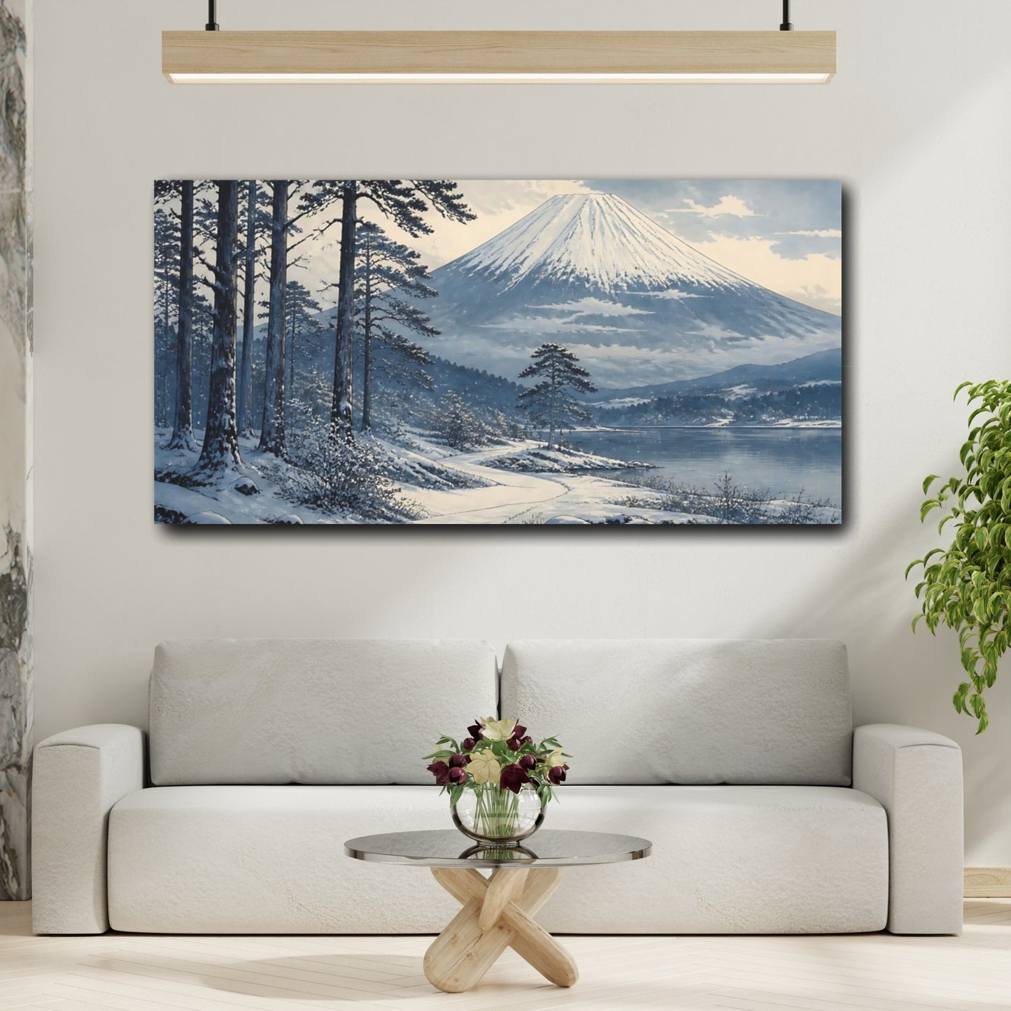 Mockup 2. Snow-Covered Mountain Grove shown as canvas print