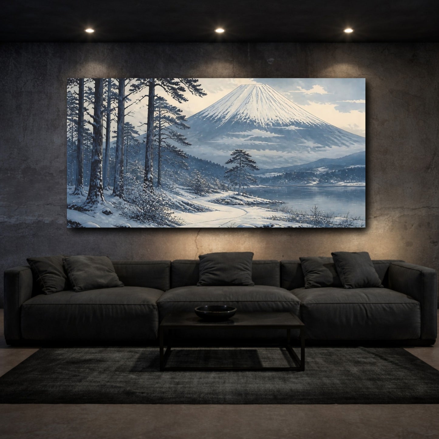 Mockup 3. Snow-Covered Mountain Grove shown as canvas print