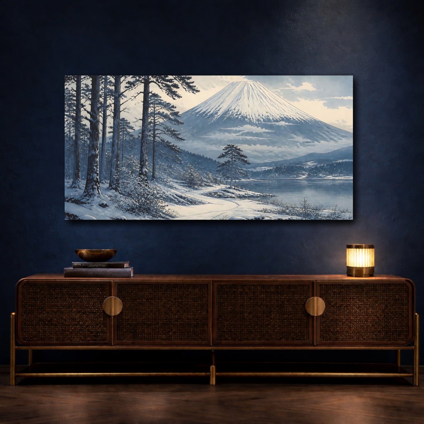 Mockup 4. Snow-Covered Mountain Grove shown as canvas print