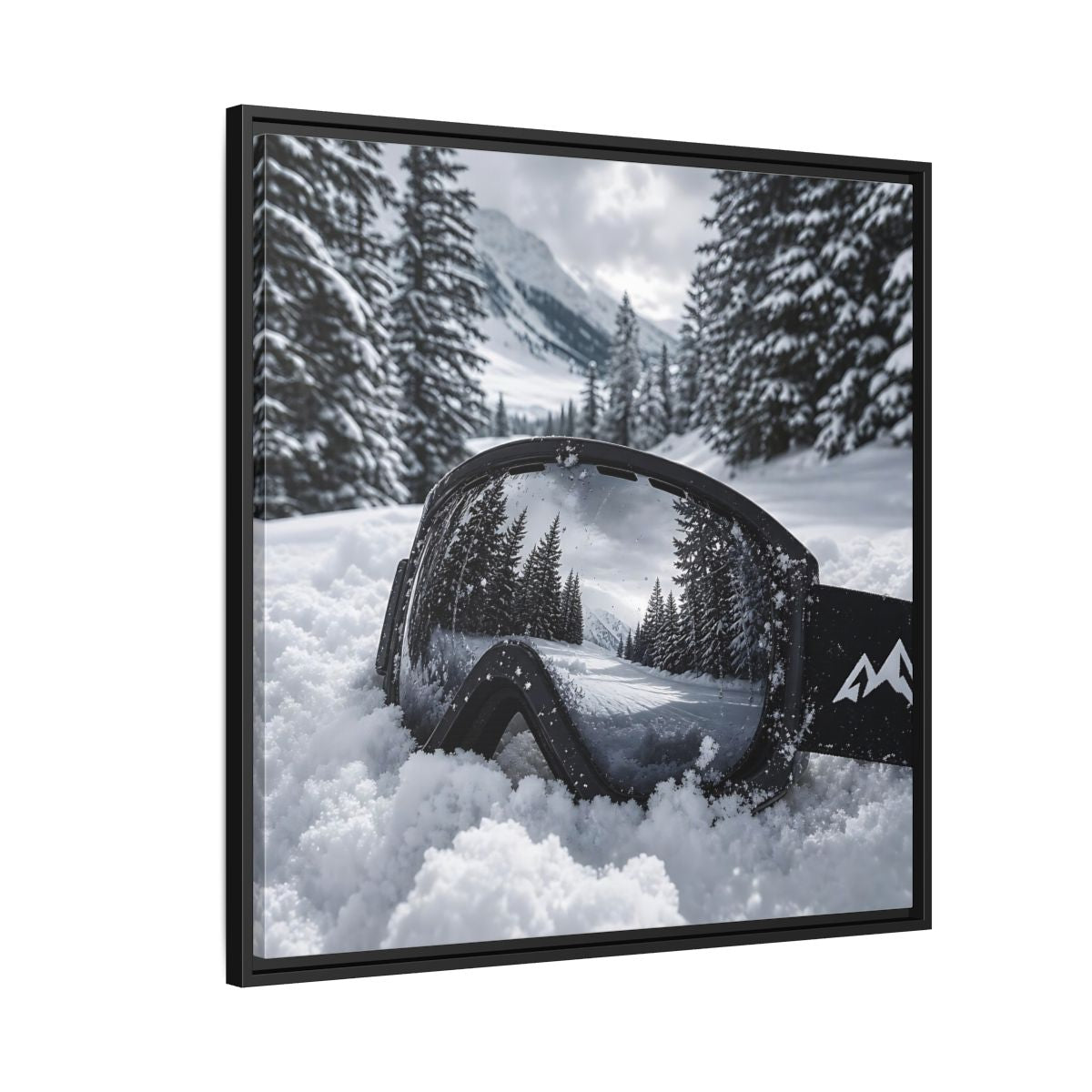 Side Mockup 9. Snow Goggles Reflection shown as framed canvas print