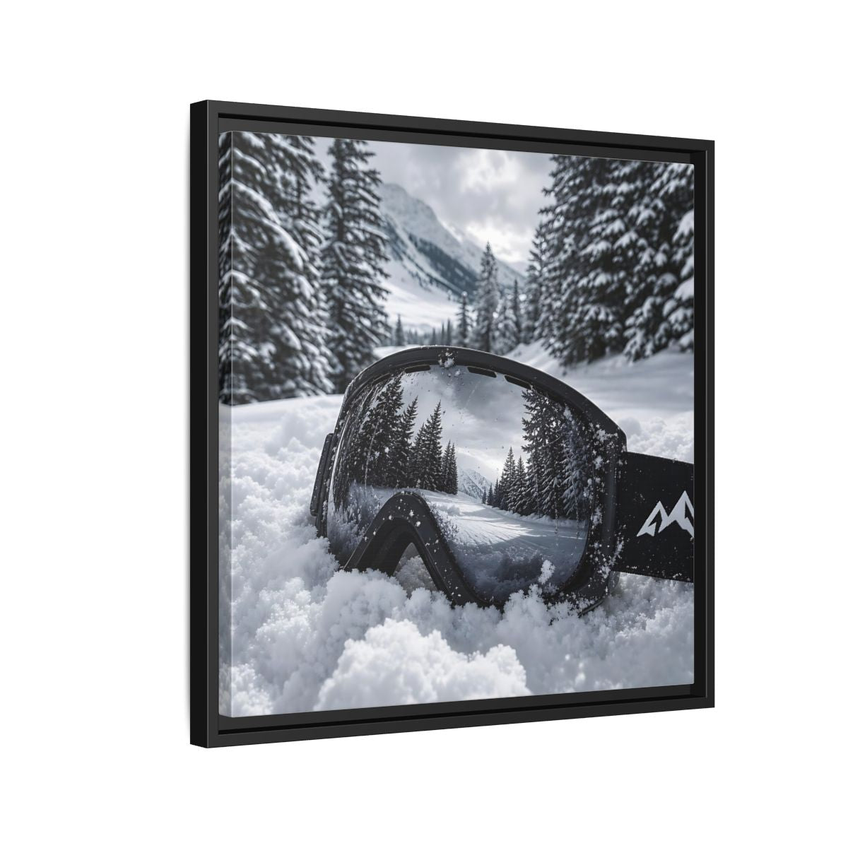 Side Mockup 12. Snow Goggles Reflection shown as framed canvas print