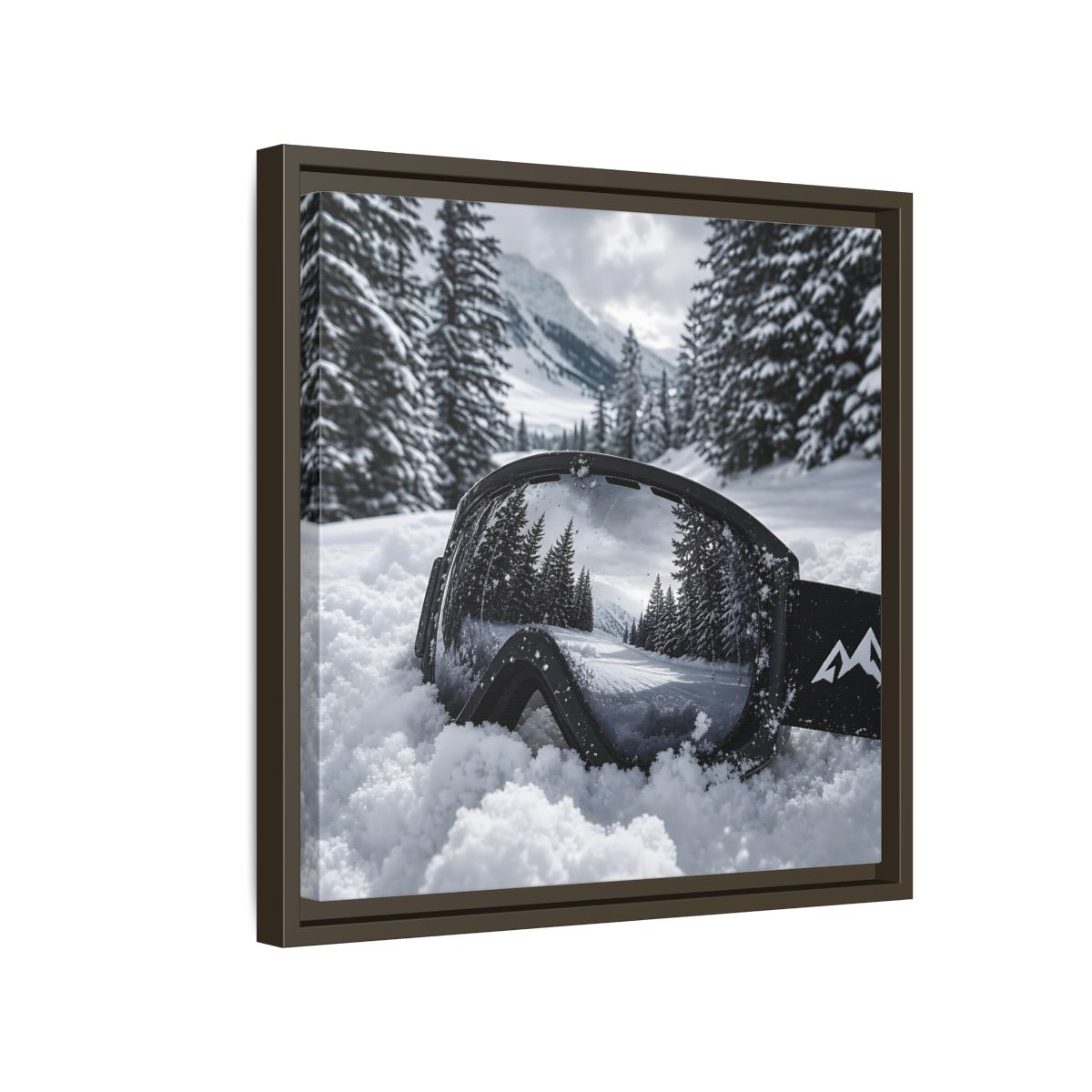 Side Mockup 14. Snow Goggles Reflection shown as framed canvas print