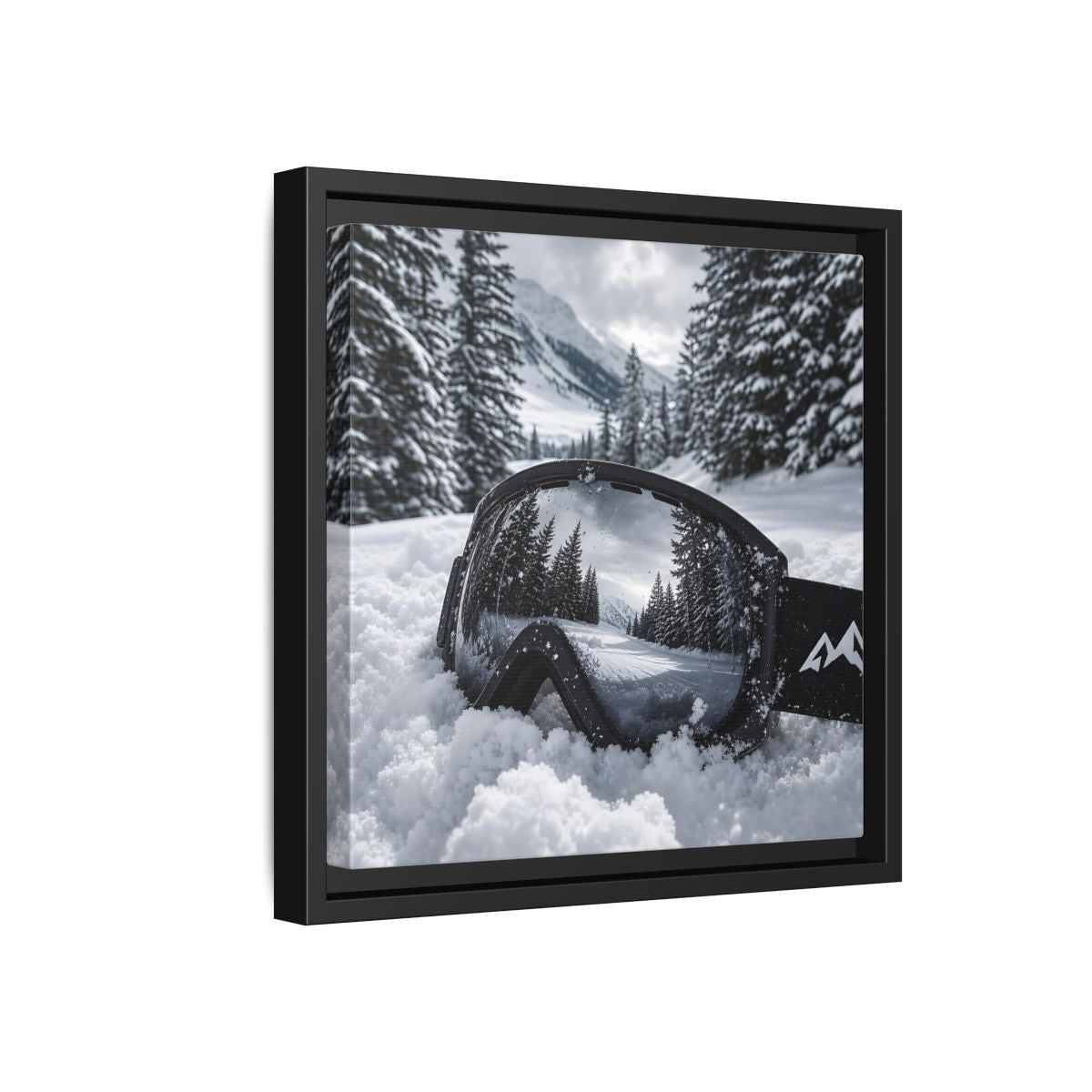 Side Mockup 18. Snow Goggles Reflection shown as framed canvas print