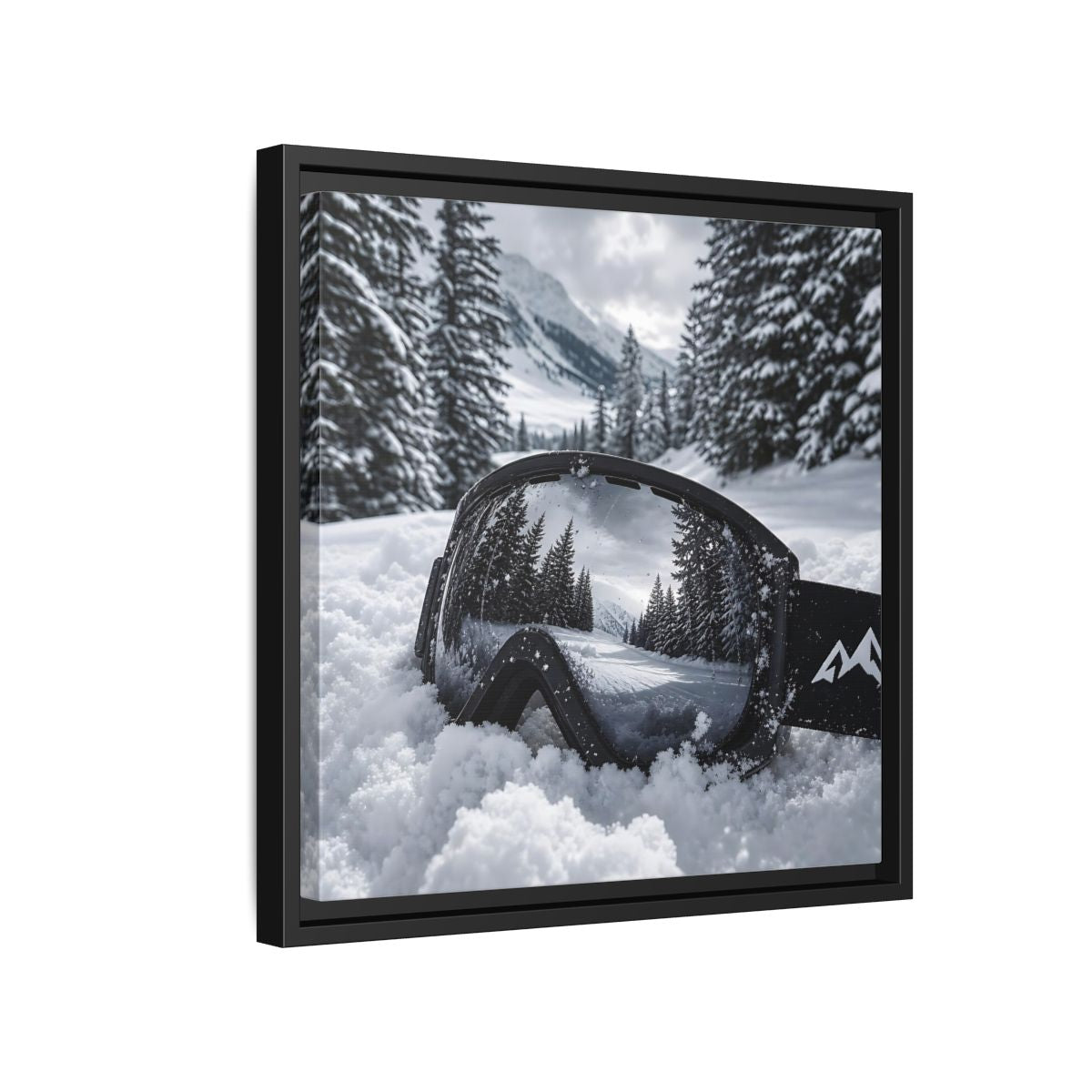 Side Mockup 15. Snow Goggles Reflection shown as framed canvas print