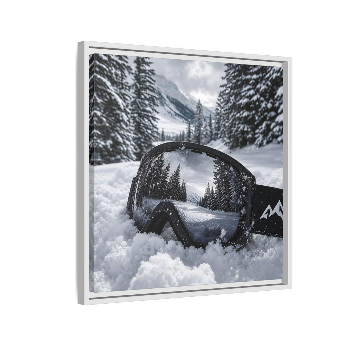 Side Mockup 10. Snow Goggles Reflection shown as framed canvas print