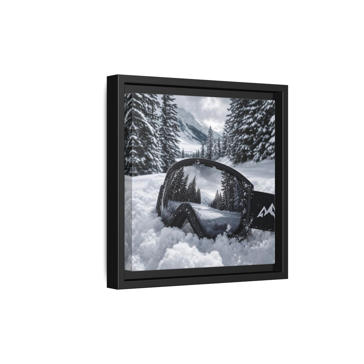Side Mockup 21. Snow Goggles Reflection shown as framed canvas print