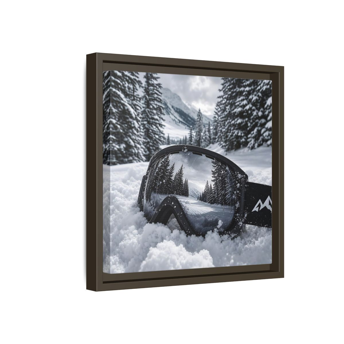 Side Mockup 17. Snow Goggles Reflection shown as framed canvas print