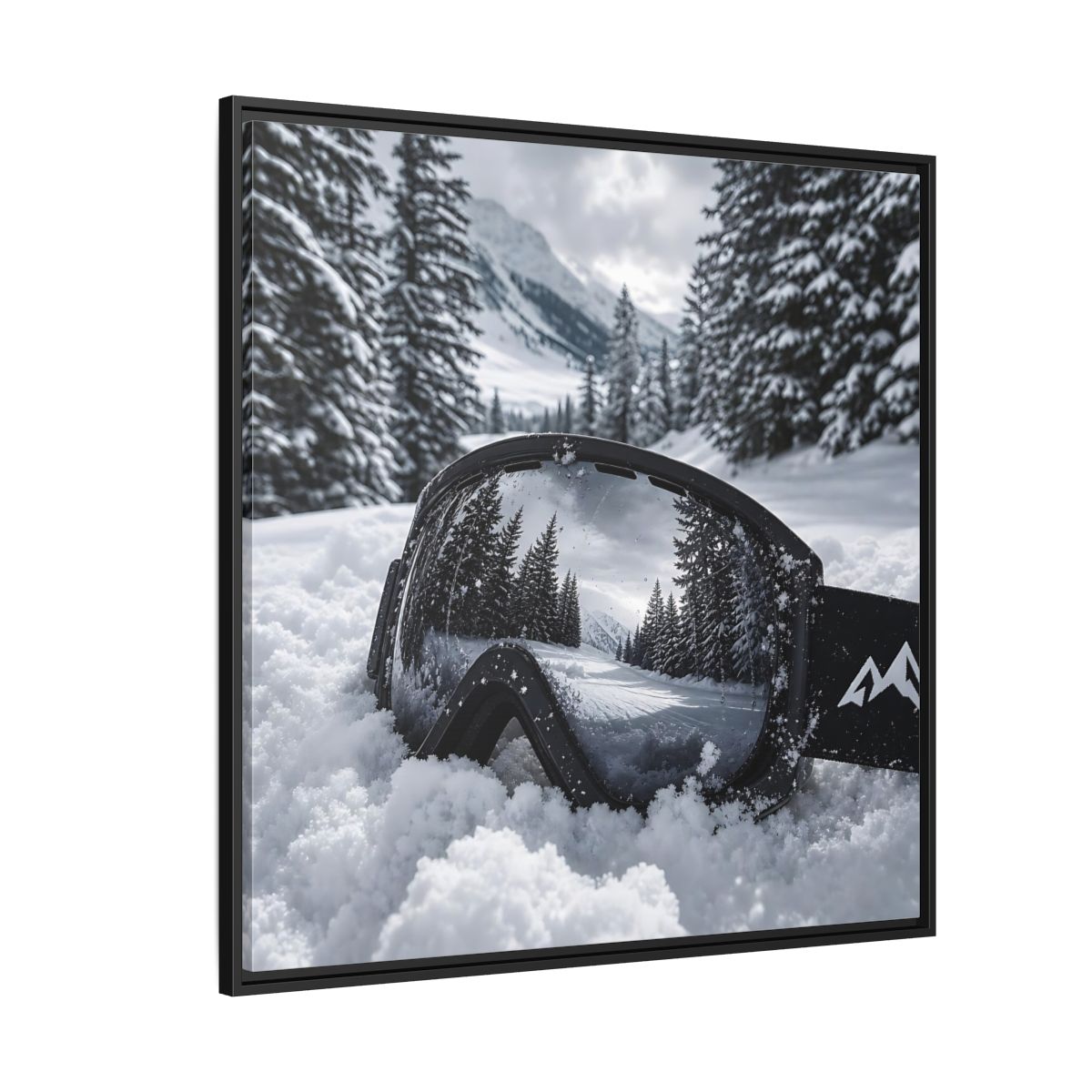 Side Mockup 6. Snow Goggles Reflection shown as framed canvas print