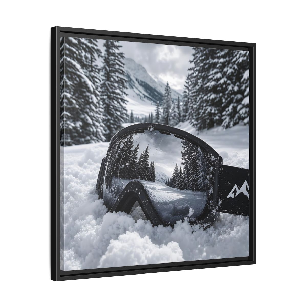 Side Mockup 31. Snow Goggles Reflection shown as framed canvas print