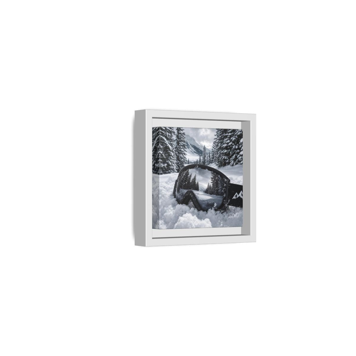 Side Mockup 22. Snow Goggles Reflection shown as framed canvas print