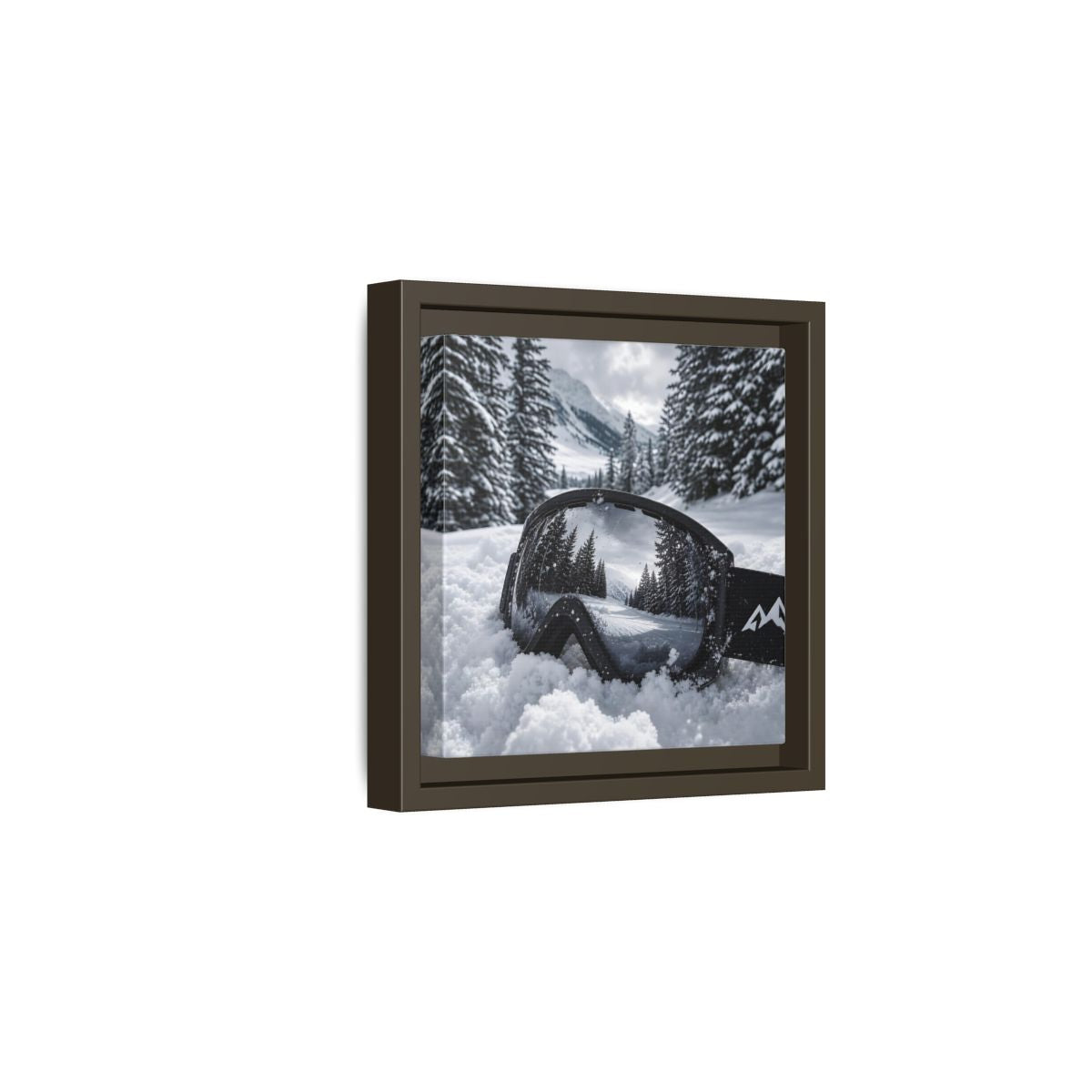 Side Mockup 2. Snow Goggles Reflection shown as framed canvas print