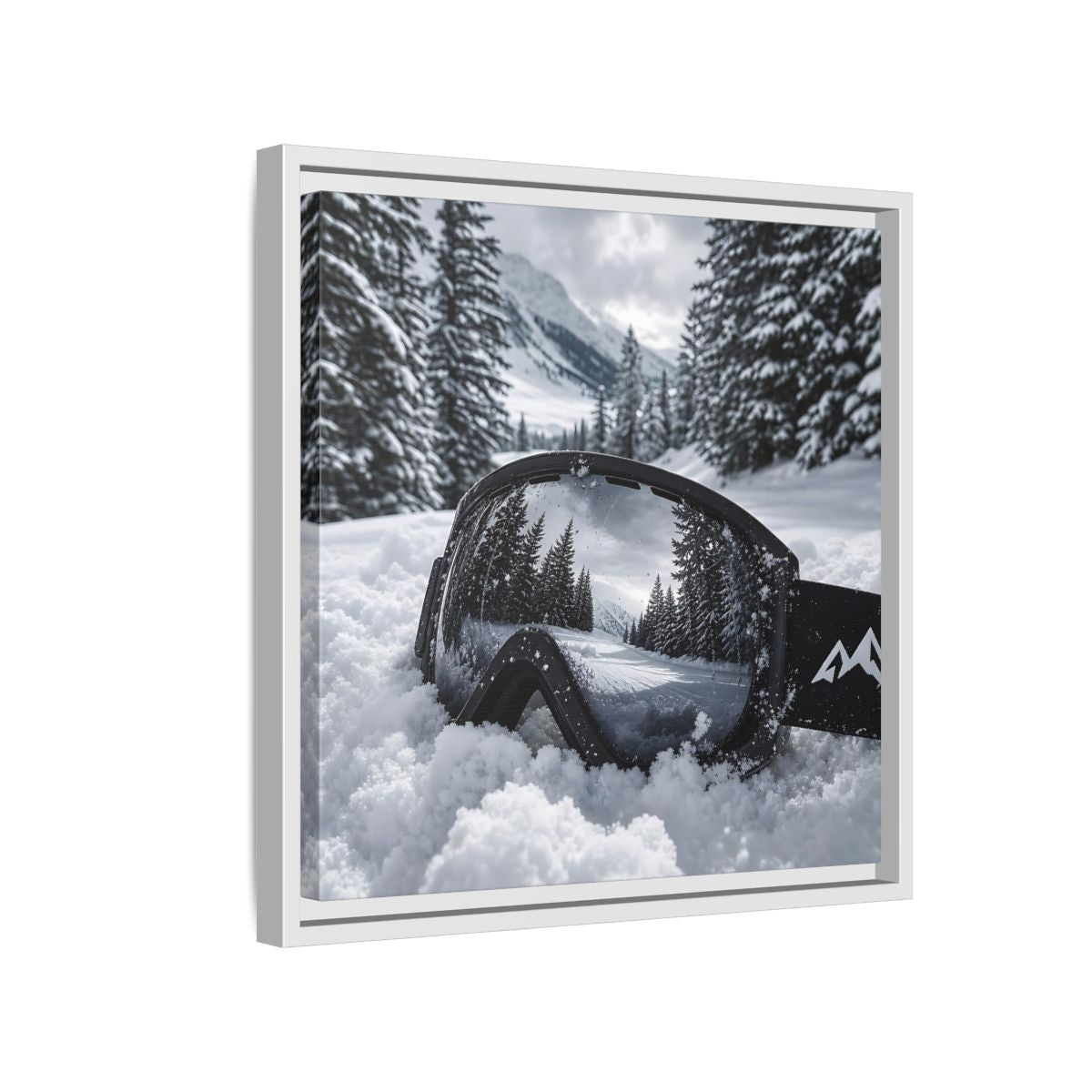 Side Mockup 13. Snow Goggles Reflection shown as framed canvas print