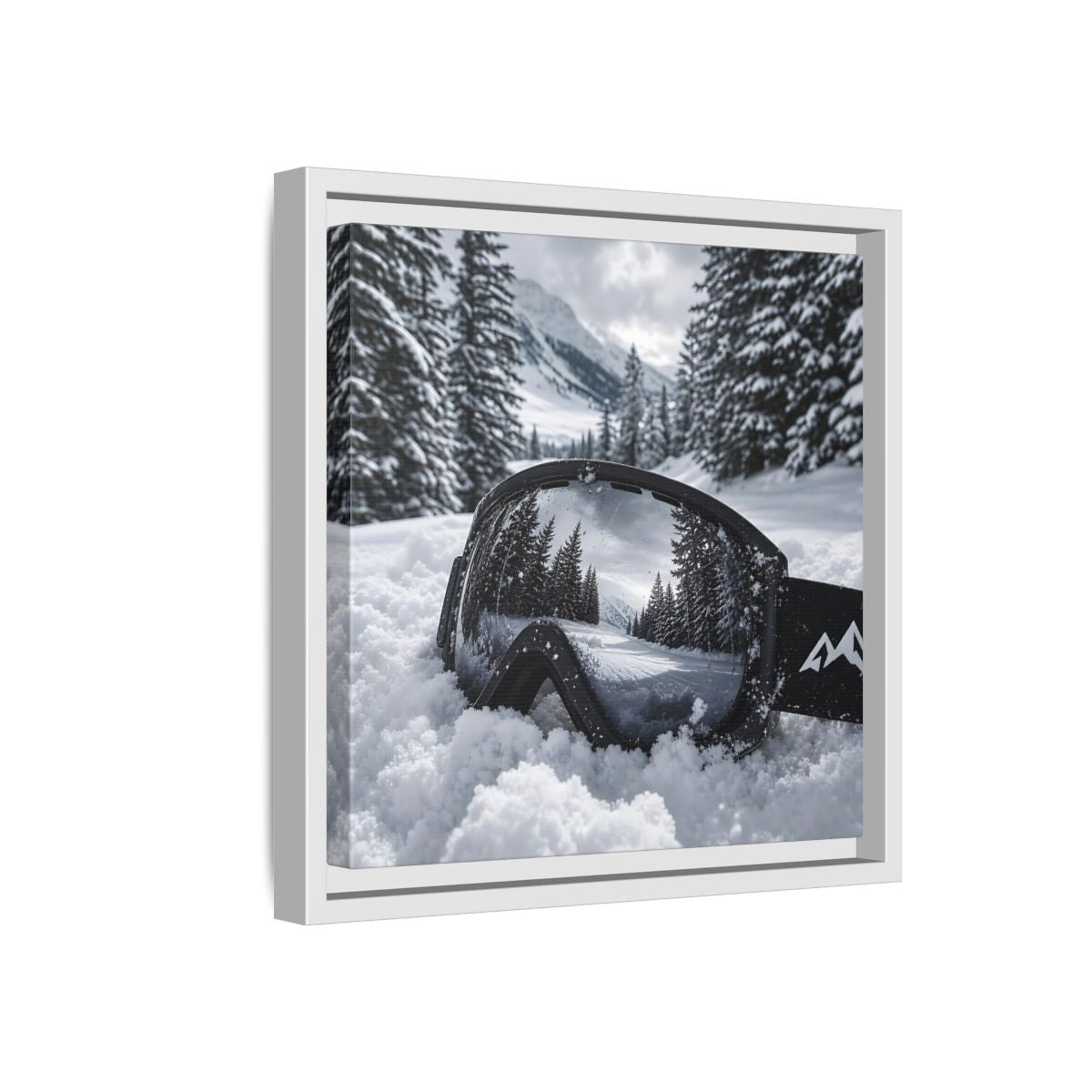 Side Mockup 16. Snow Goggles Reflection shown as framed canvas print