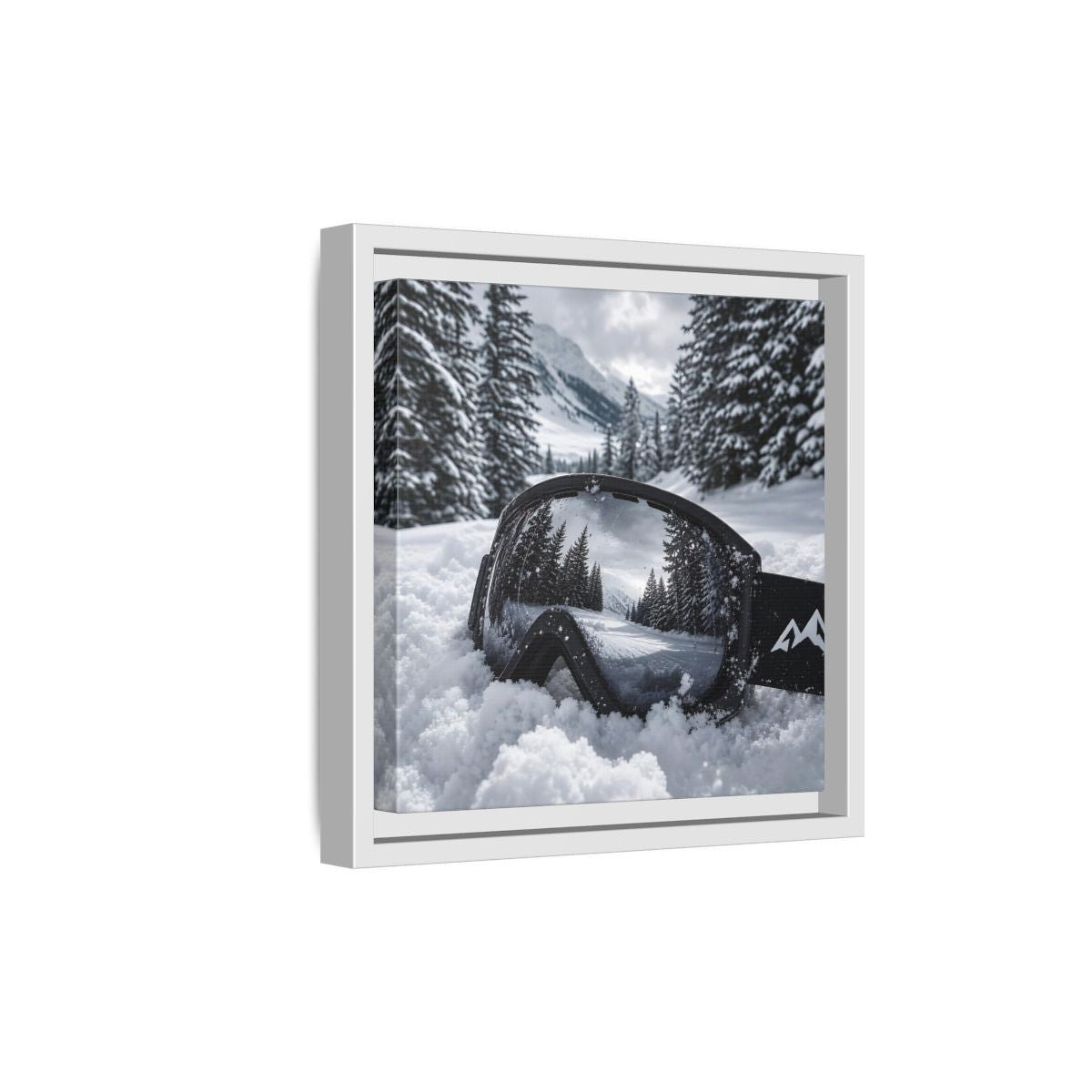Side Mockup 19. Snow Goggles Reflection shown as framed canvas print