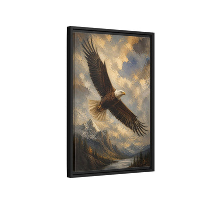 Side Mockup 3. Soaring Bald Eagle shown as framed canvas print