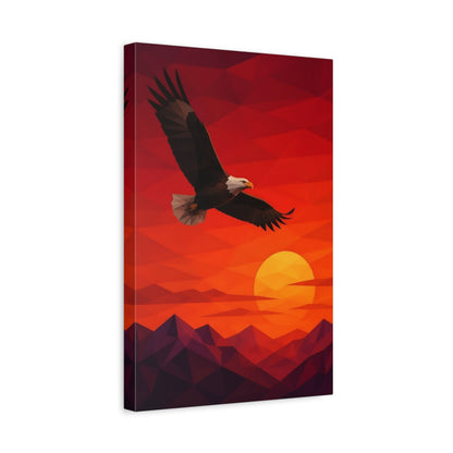 Side Mockup 4. Soaring Bald Eagle Sunset shown as canvas print