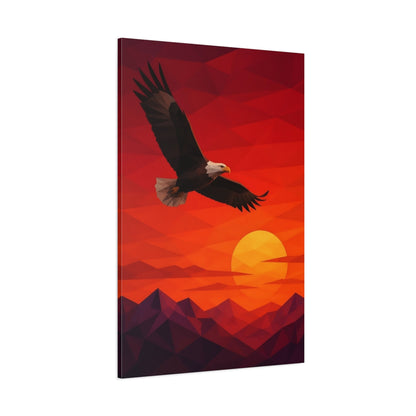 Side Mockup 1. Soaring Bald Eagle Sunset shown as canvas print