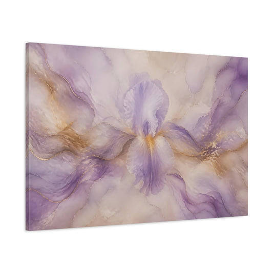Main Mockup. Soft Lavender Iris Bloom shown as canvas print