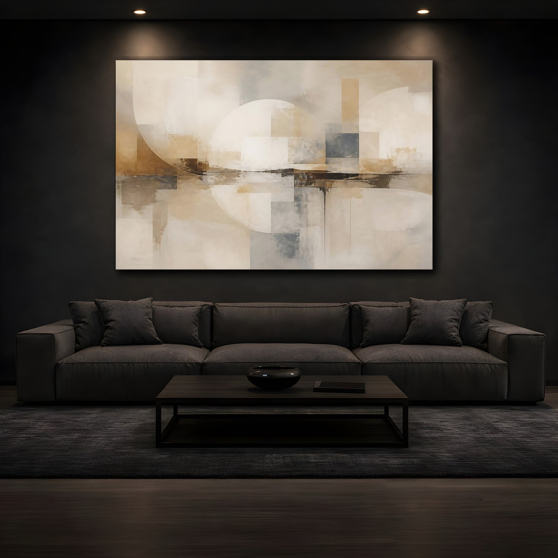 Mockup 3. Soft Neutral Geometry shown as canvas print
