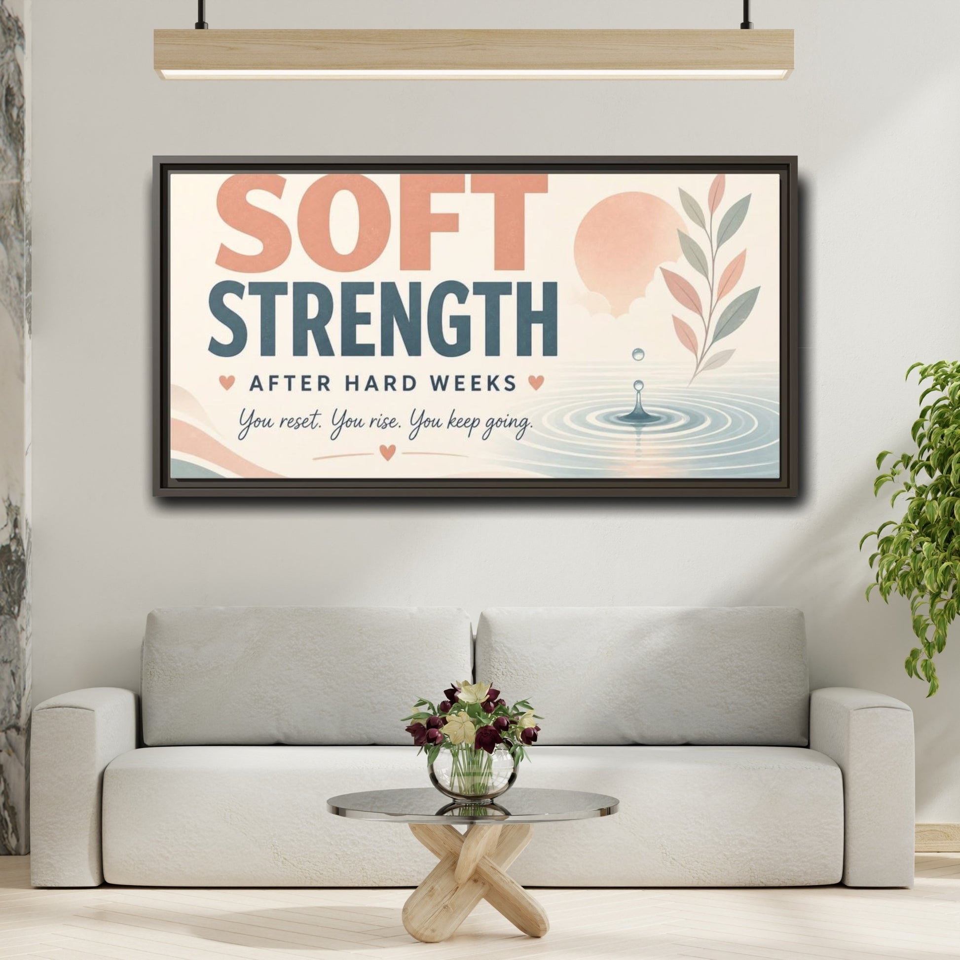 Mockup 2. Soft Strength Affirmation shown as framed canvas print