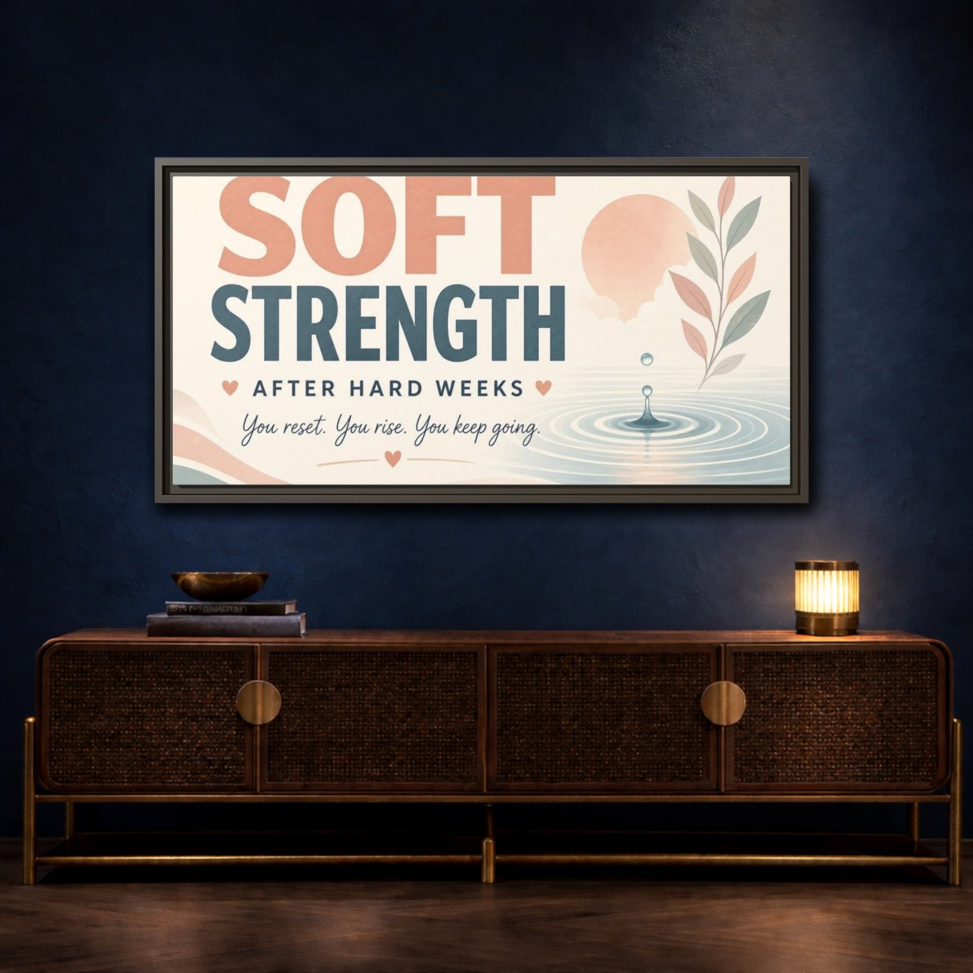 Mockup 4. Soft Strength Affirmation shown as framed canvas print
