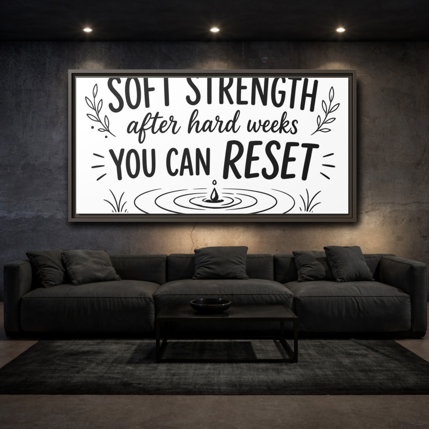 Mockup 3. Soft Strength Reset shown as framed canvas print