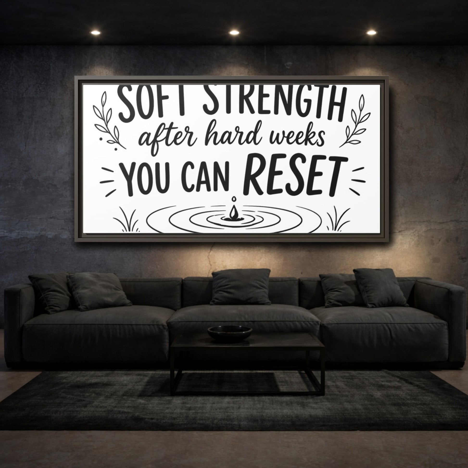Mockup 3. Soft Strength Reset shown as framed canvas print