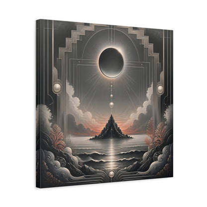 Side Mockup 5. Solar Eclipse Over Island shown as canvas print
