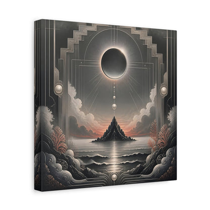 Side Mockup 8. Solar Eclipse Over Island shown as canvas print