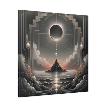 Side Mockup 1. Solar Eclipse Over Island shown as canvas print