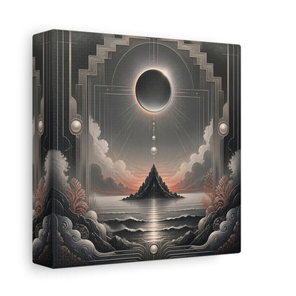 Side Mockup 2. Solar Eclipse Over Island shown as canvas print