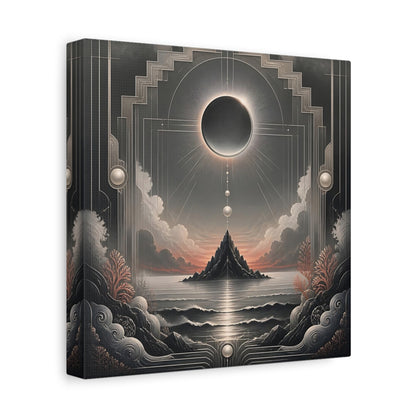 Side Mockup 9. Solar Eclipse Over Island shown as canvas print