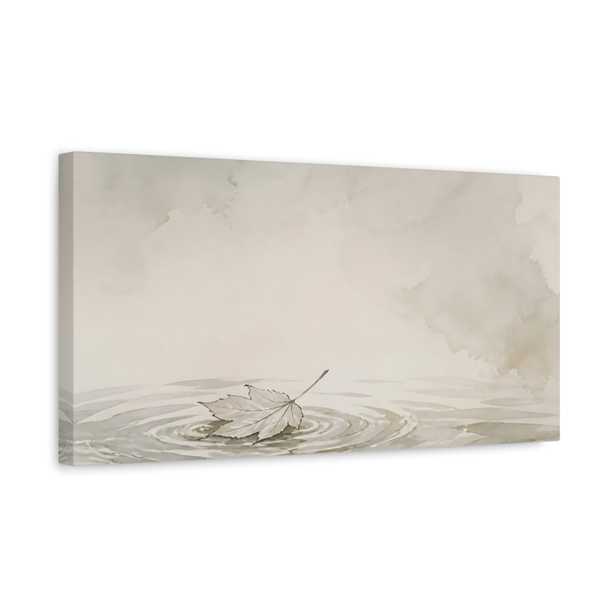 Side Mockup 3. Solitary Leaf Ripples shown as canvas print