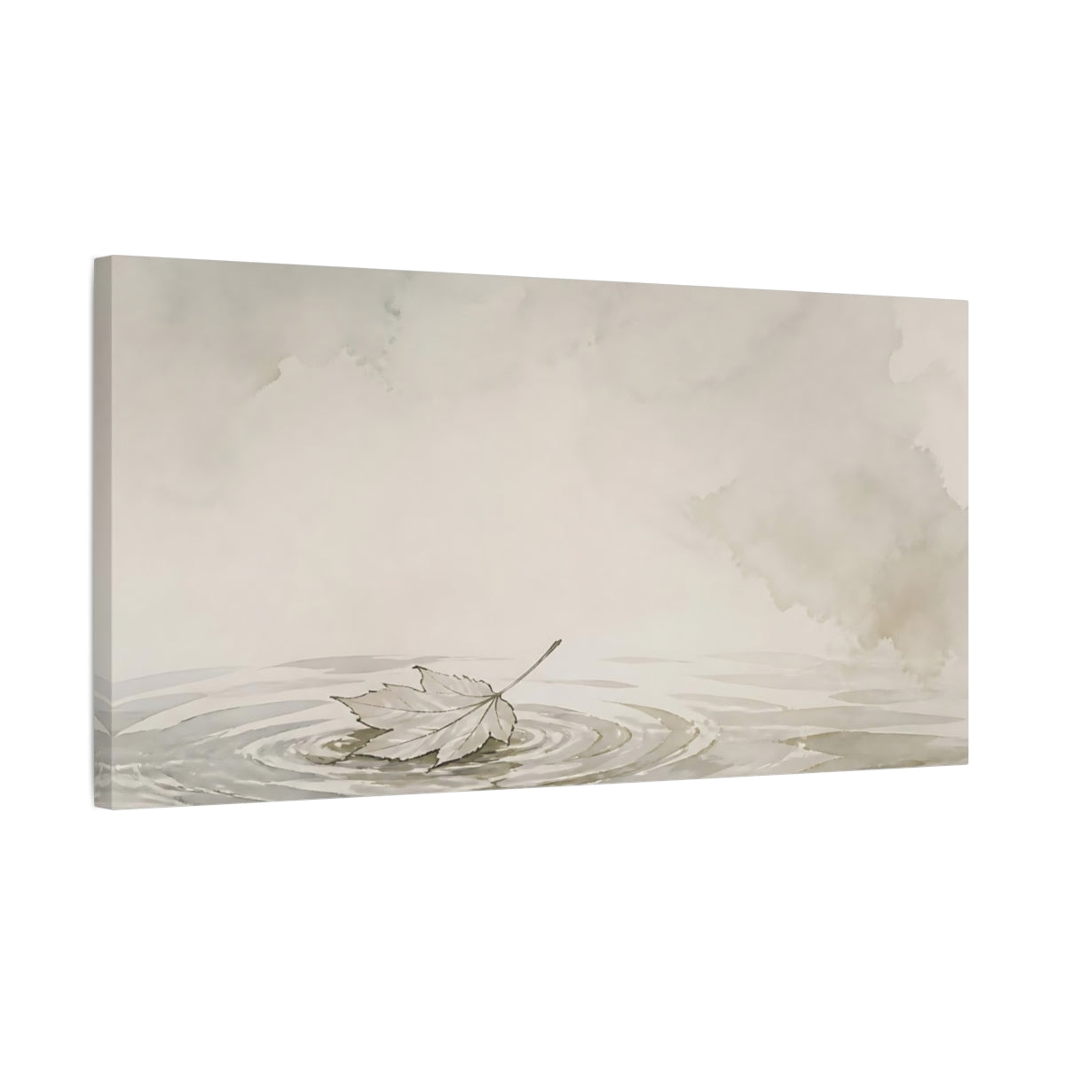 Side Mockup 1. Solitary Leaf Ripples shown as canvas print