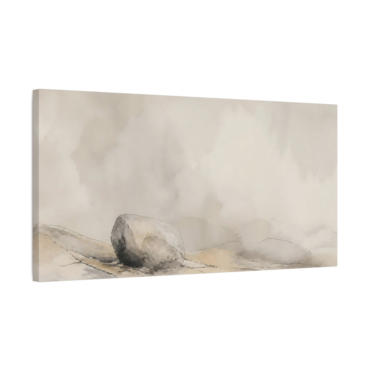 Side Mockup 1. Solitary Weathered Stone shown as canvas print