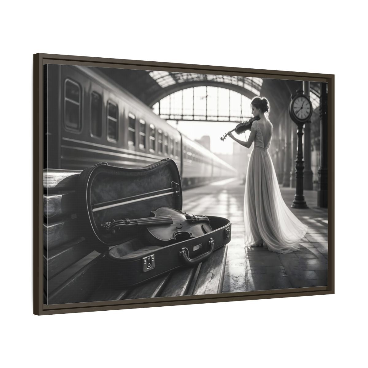 Main Mockup. Solo At The Station shown as framed canvas print