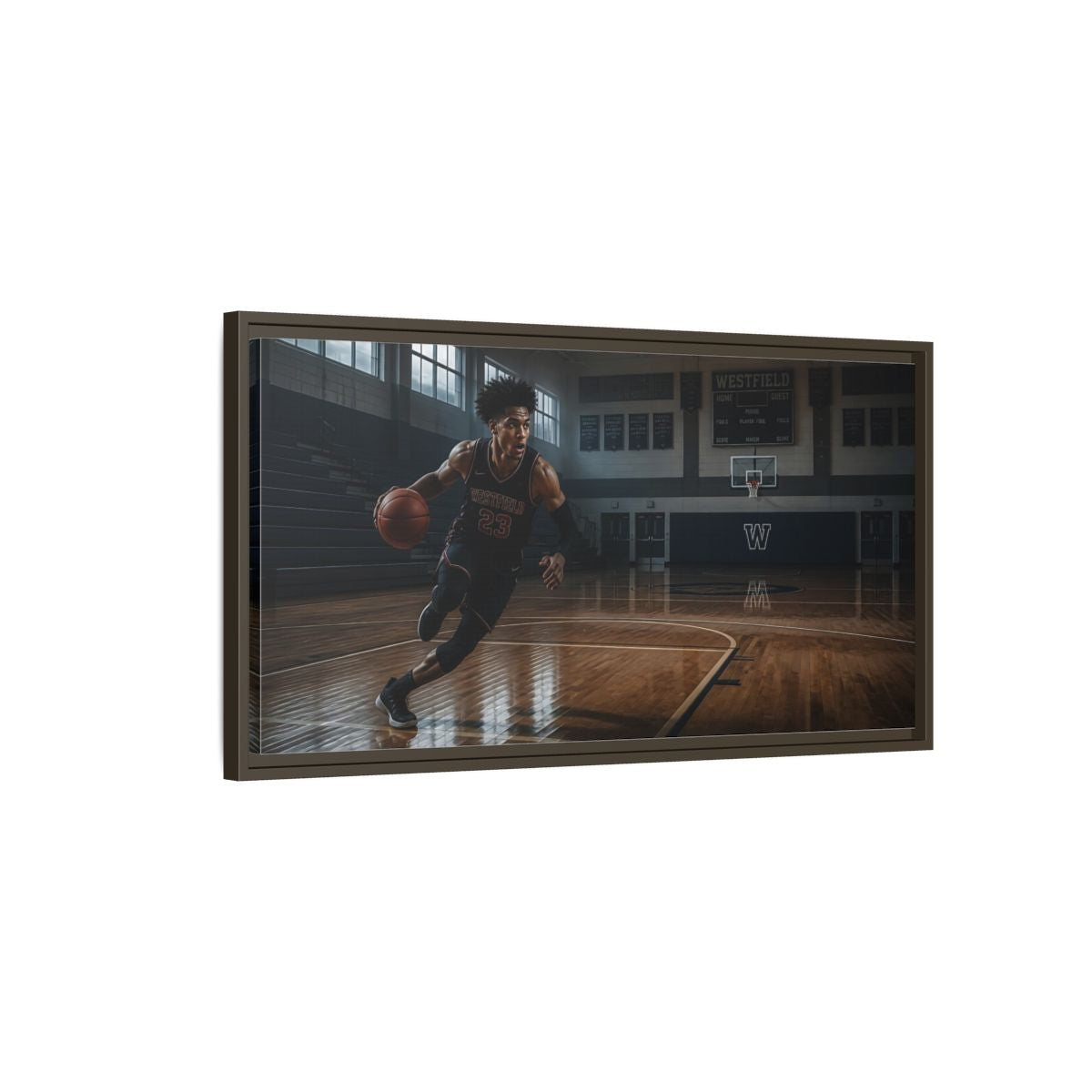 Main Mockup. Solo Court Charge shown as framed canvas print
