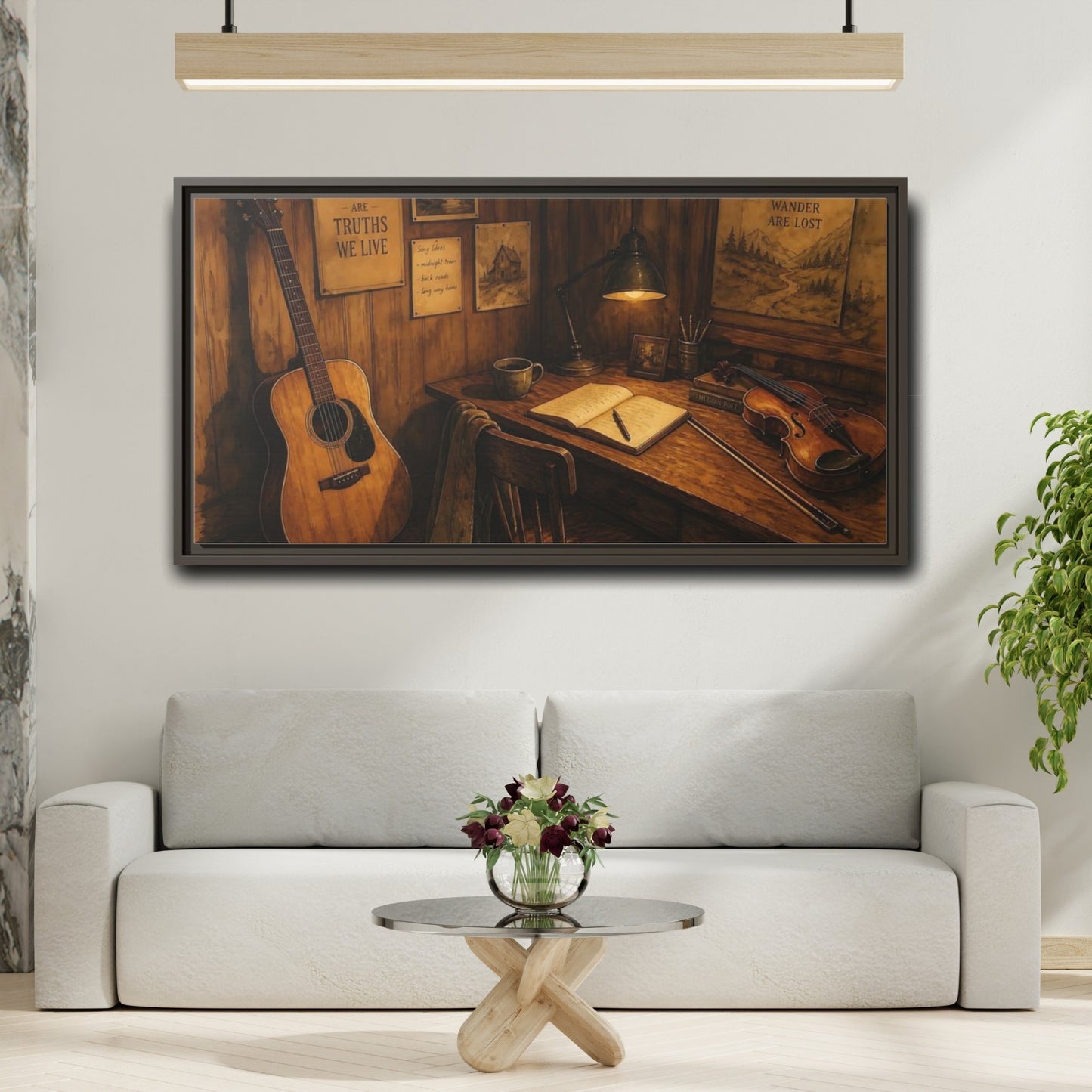 Mockup 2. Songwriter's Cozy Corner shown as framed canvas print