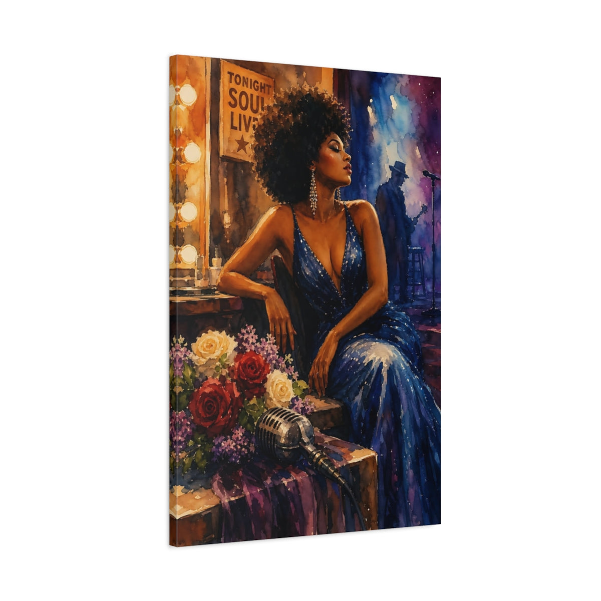 Main Mockup. Soulful Jazz Diva shown as canvas print