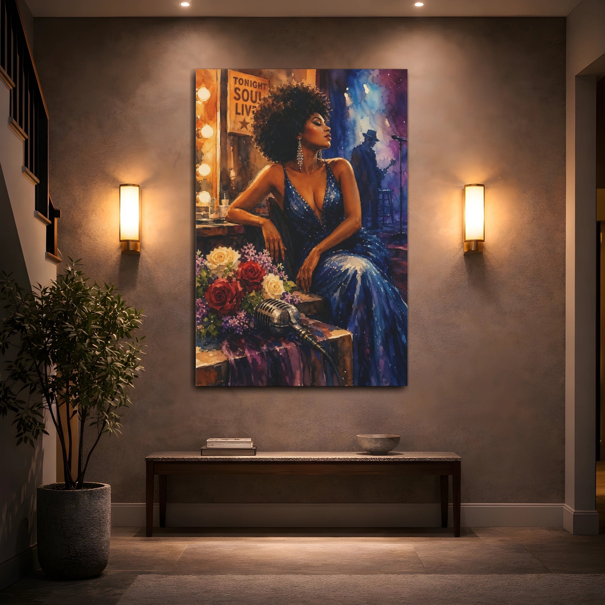 Mockup 2. Soulful Jazz Diva shown as canvas print