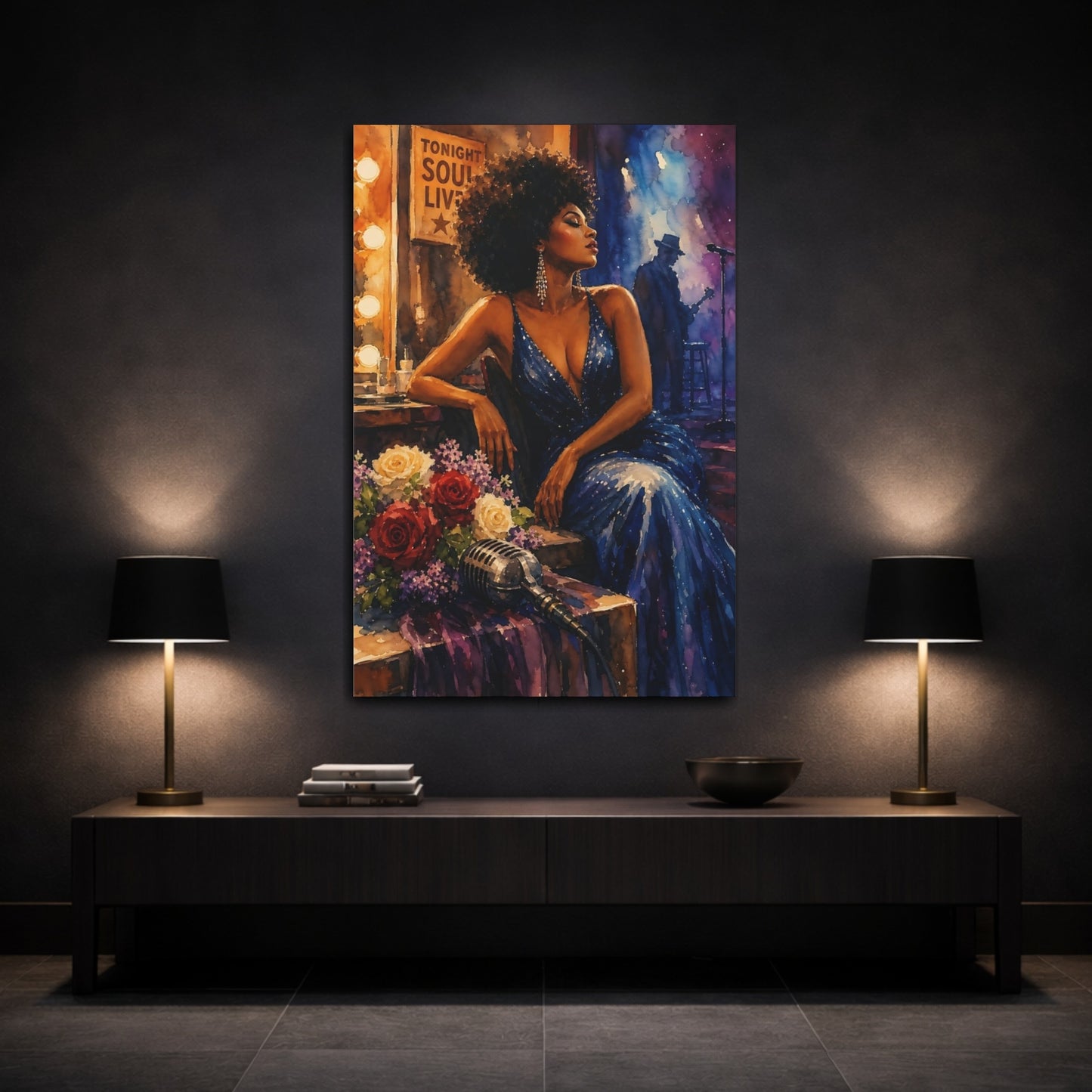 Mockup 3. Soulful Jazz Diva shown as canvas print