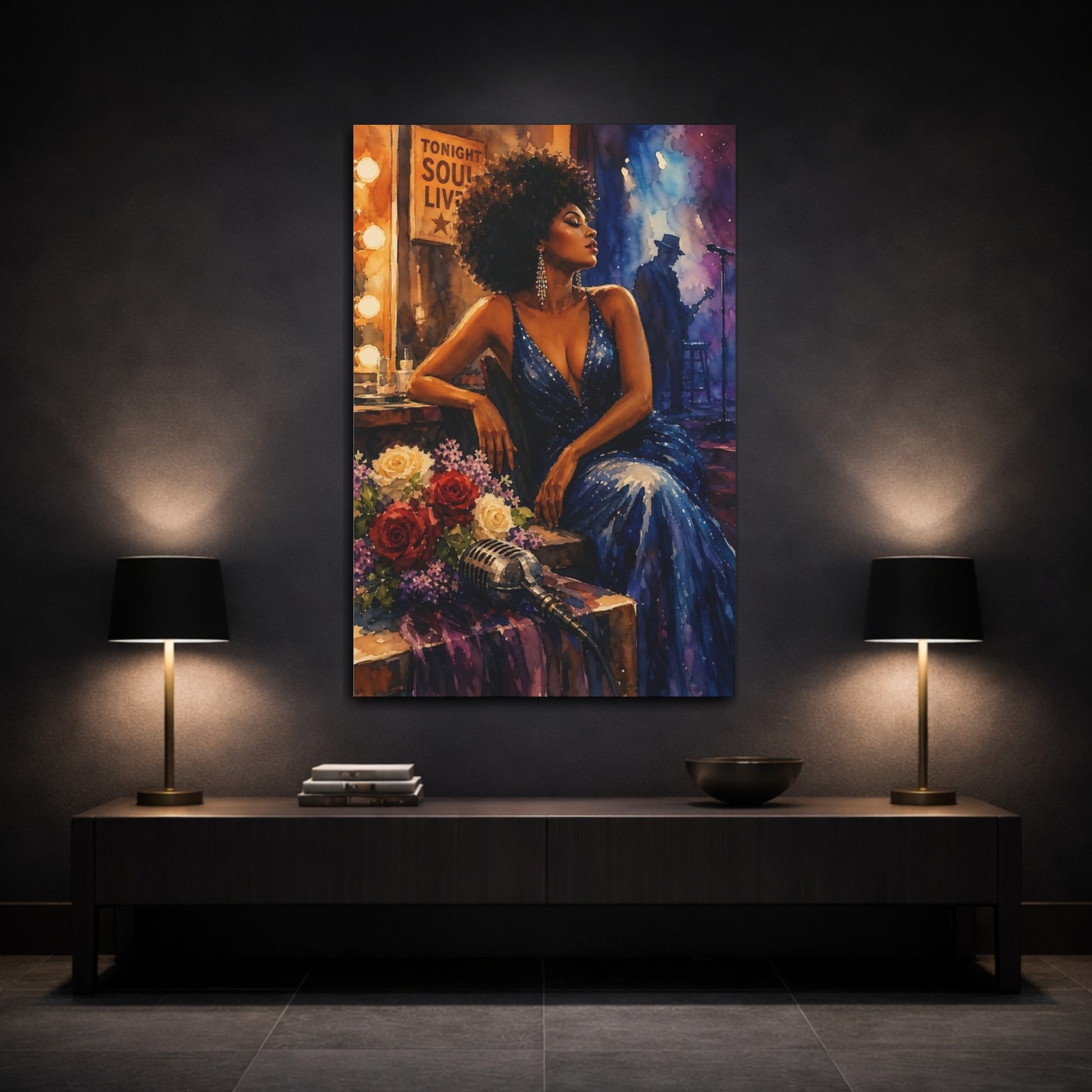 Mockup 3. Soulful Jazz Diva shown as canvas print