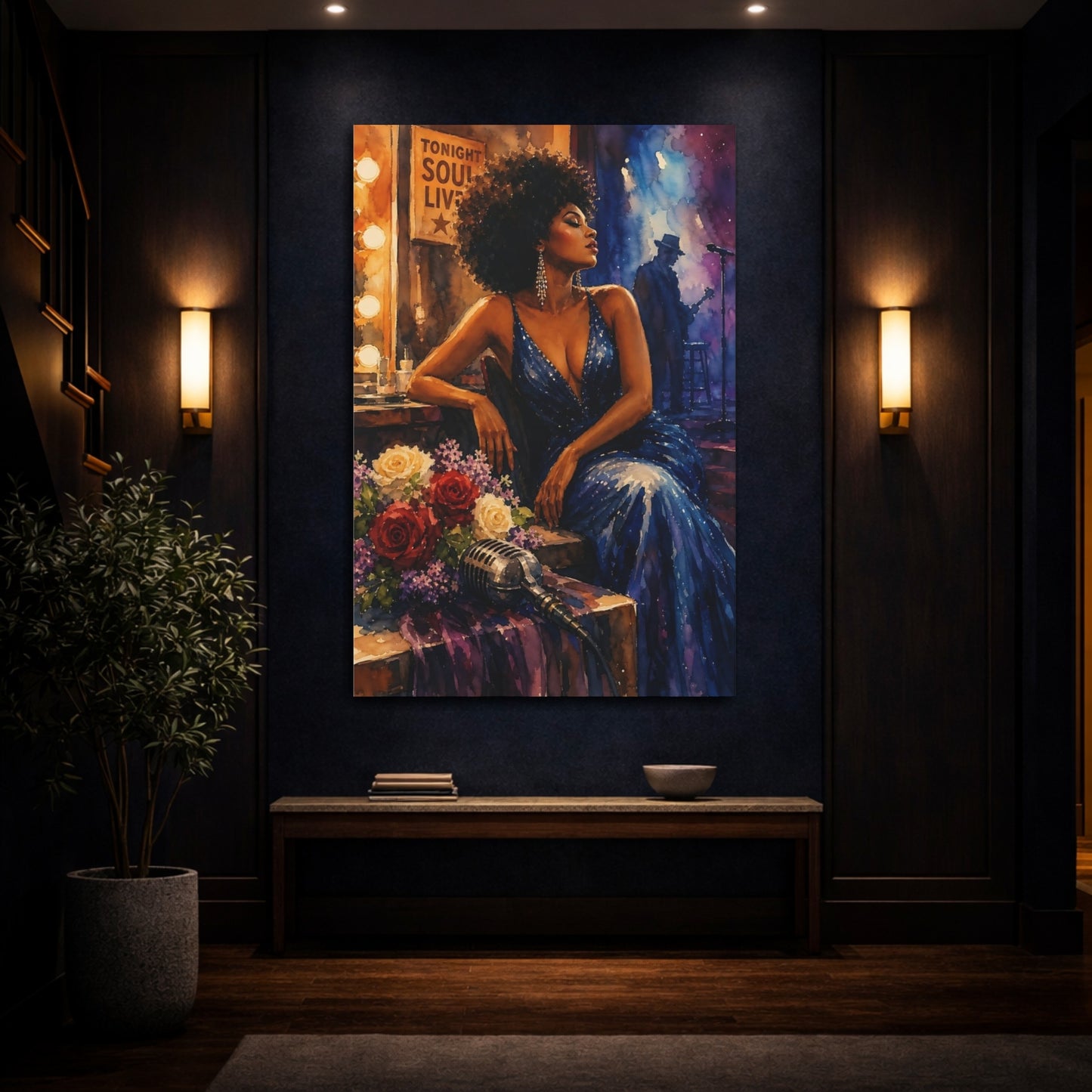 Mockup 4. Soulful Jazz Diva shown as canvas print