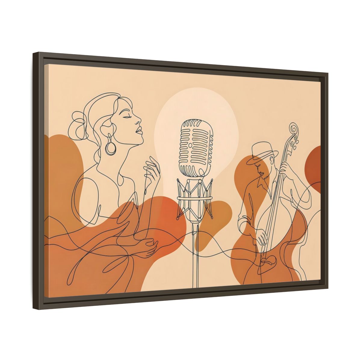 Side Mockup 11. Soulful Jazz Duo shown as framed canvas print