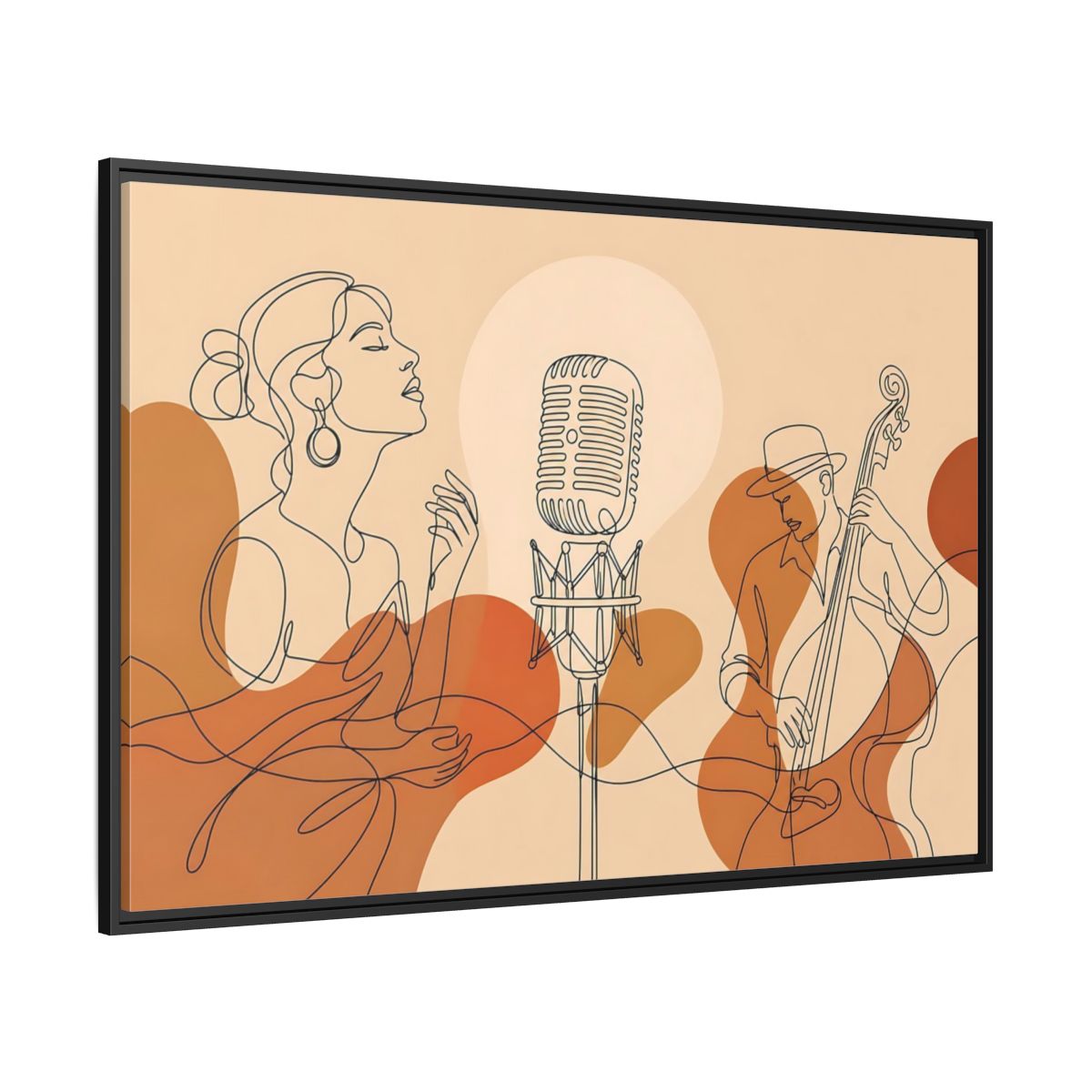 Side Mockup 12. Soulful Jazz Duo shown as framed canvas print
