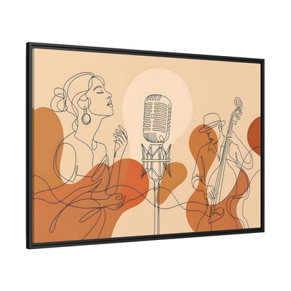 Side Mockup 12. Soulful Jazz Duo shown as framed canvas print