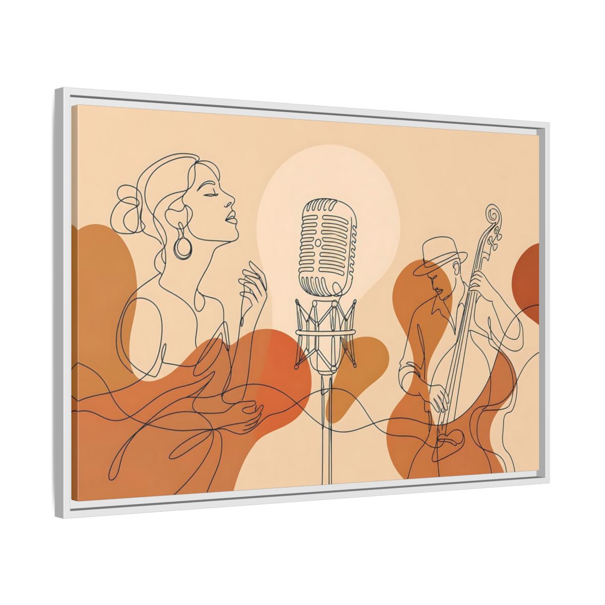 Side Mockup 9. Soulful Jazz Duo shown as framed canvas print