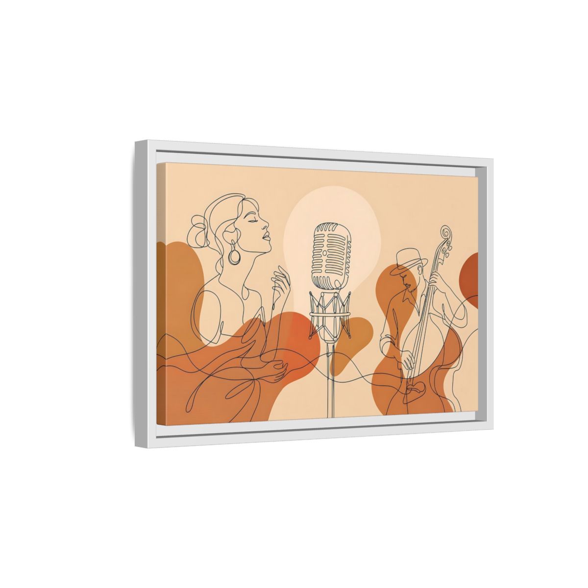 Side Mockup 4. Soulful Jazz Duo shown as framed canvas print