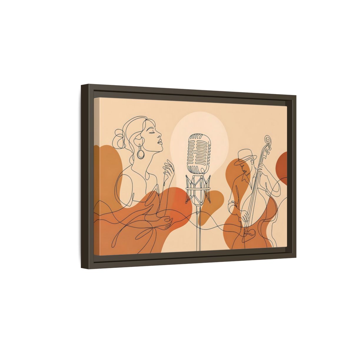 Side Mockup 5. Soulful Jazz Duo shown as framed canvas print