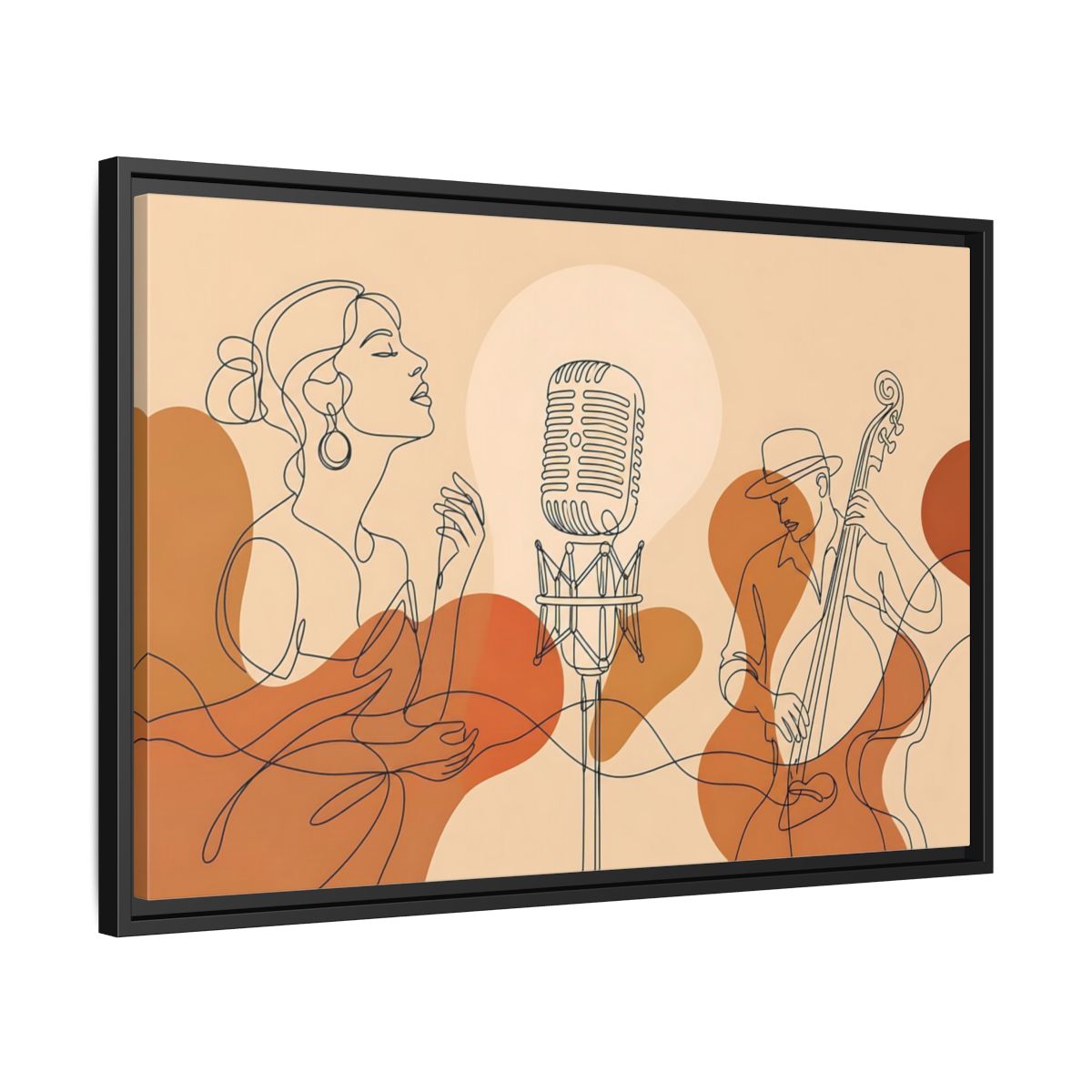 Side Mockup 14. Soulful Jazz Duo shown as framed canvas print
